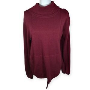 CABLE & GAUGE BURGUNDY COWL-NECK PULLOVER W/POUCH POCKET SZ.M EUC.